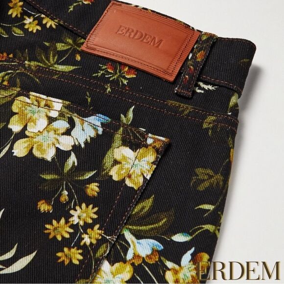 ERDEM **NWT** Oliver Kallmus Floral-Print Straight Leg Jeans in Black - Picture 13 of 16